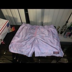 Vineyard Vines Mens Swim Trunks sz L Pink/Blue EUC